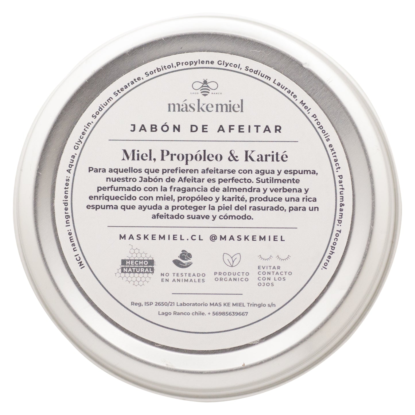 Jabón de afeitar: Protección y suavidad en cada afeitado. Miel, Propóleo y karité