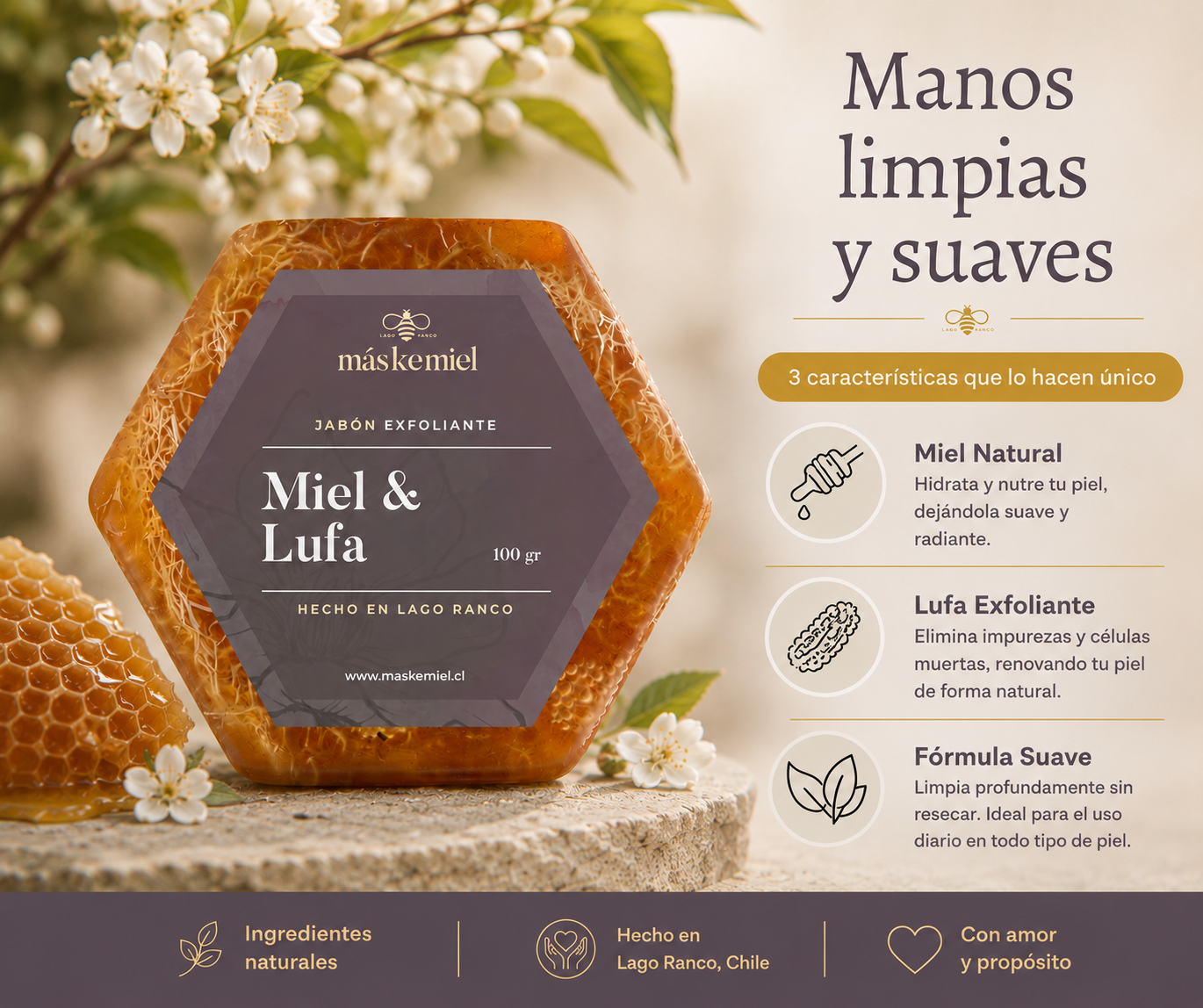 Jabón barra Exfoliante Miel y Lufa