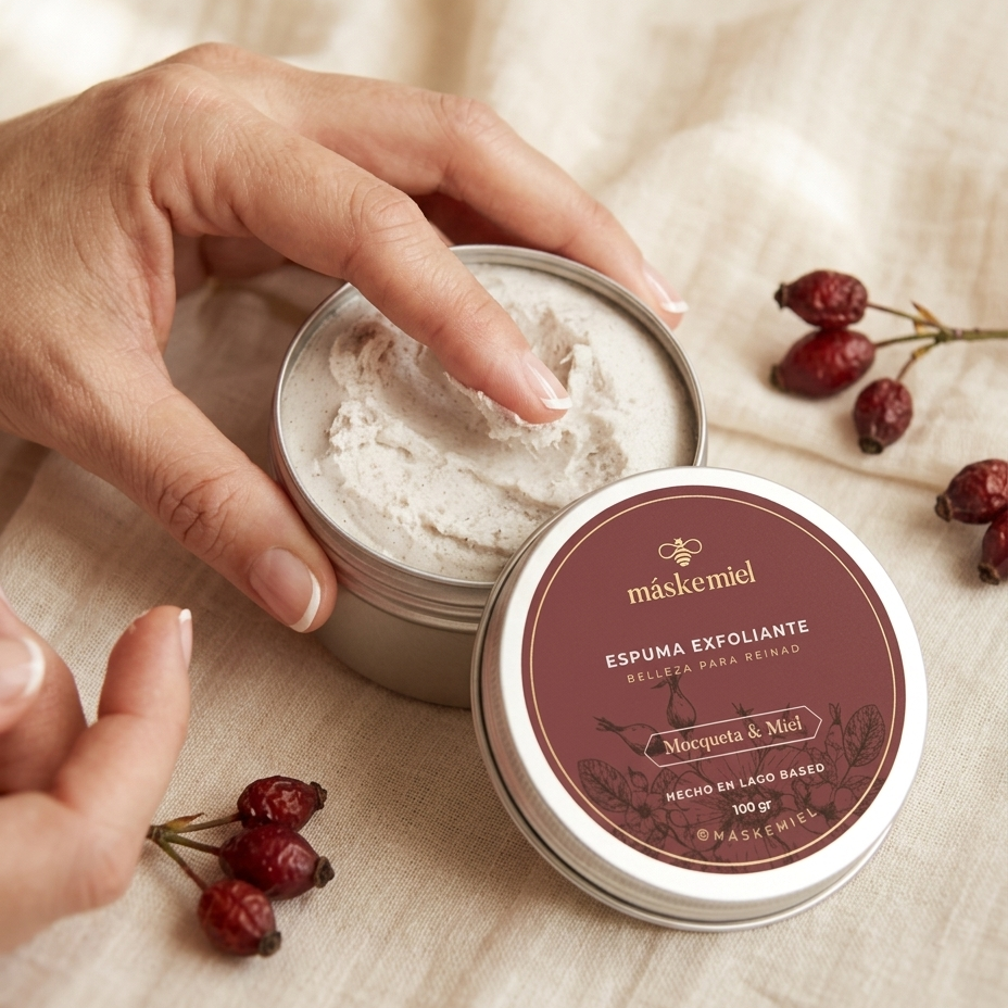 Espuma Exfoliante con Mosqueta y Miel. Renovacion real